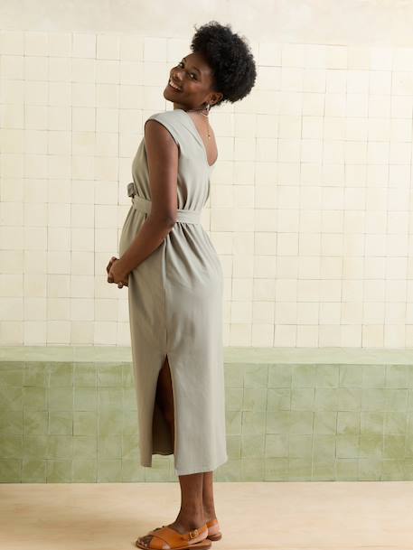 Sleeveless maternity dress khaki 