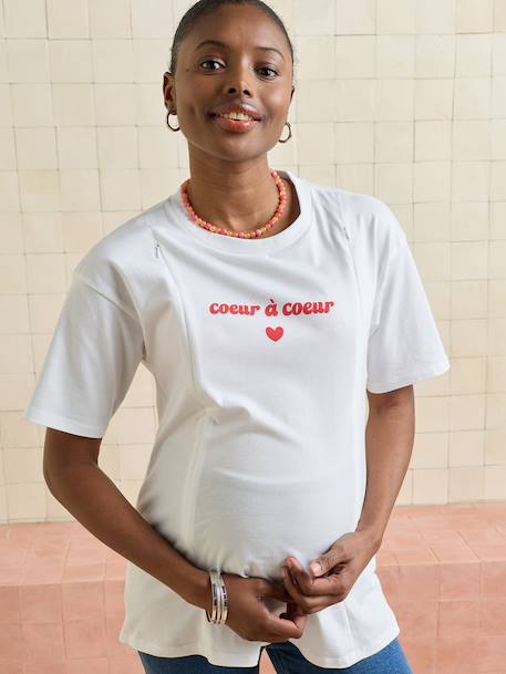 Nursing clothes short-sleeved T-shirt white 