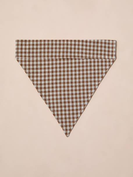 Cotton dog bandana chequered beige+printed brown+printed white 