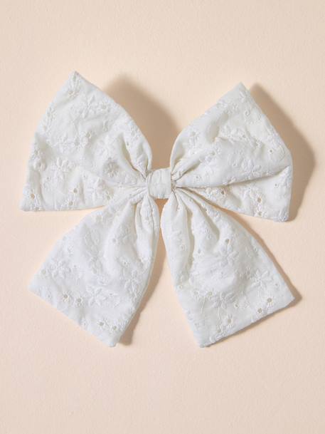 Embroidered animal cotton bow tie beige 