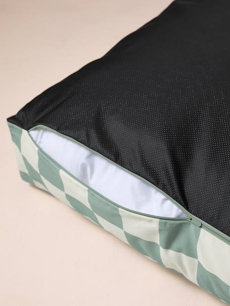 Cotton mattress cover for rectangular mattresses chequered blue+striped white 