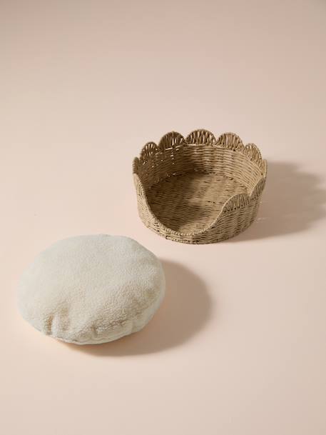 Felted animal basket with sherpa cushion beige 