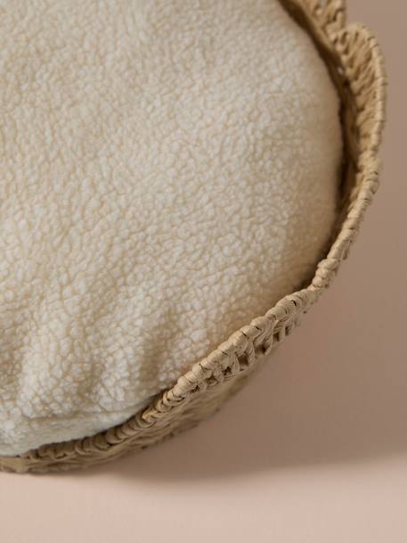 Felted animal basket with sherpa cushion beige 