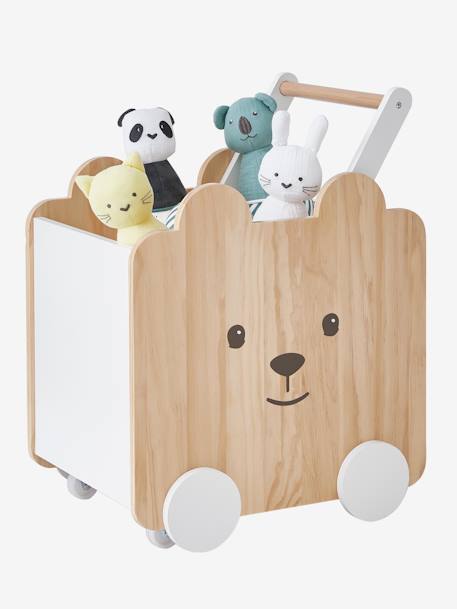 Box on Casters, Bear Wood/White 