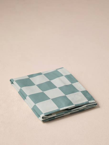 Cotton mattress cover for rectangular mattresses chequered blue+striped white 