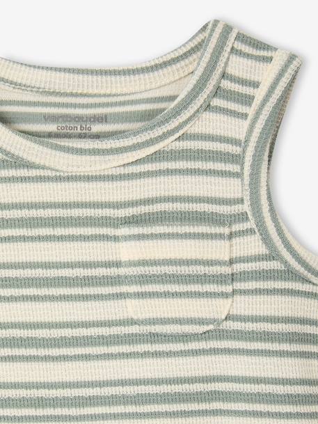 Striped organic cotton tank top for baby boys striped white 