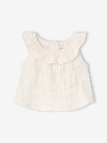 Girl's sleeveless t-shirt ecru 