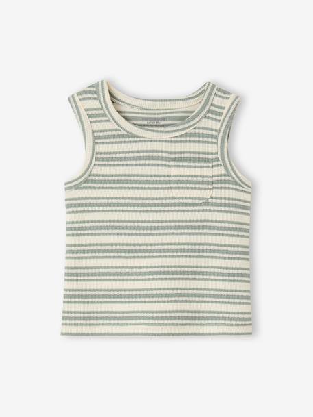 Striped organic cotton tank top for baby boys striped white 