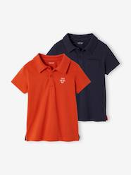 Boys-Set of 2 Plain, Short Sleeve Polo Shirts, for Boys