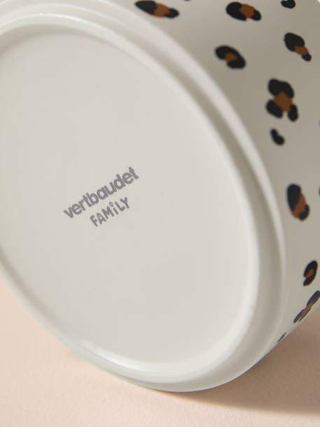 Ceramic Dog Bowl, FAMILY camel+printed white+striped pink 