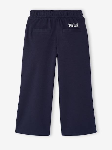 Boys' wide-leg joggers navy blue 
