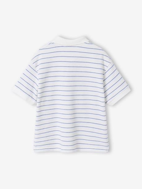 Striped short-sleeved polo shirt for boys ecru 