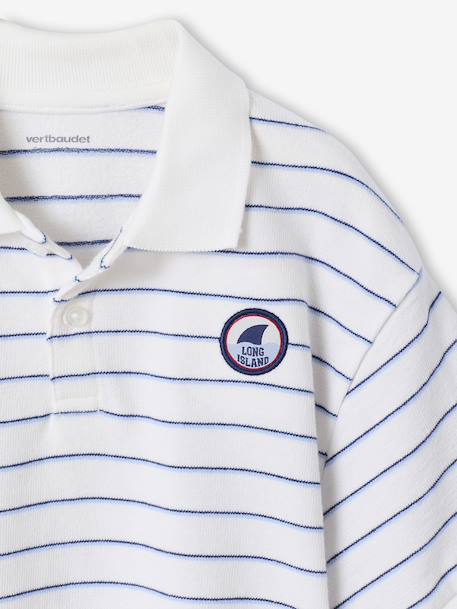 Striped short-sleeved polo shirt for boys ecru 