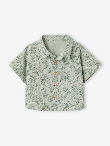 Baby boy shirt and short set sage green 
