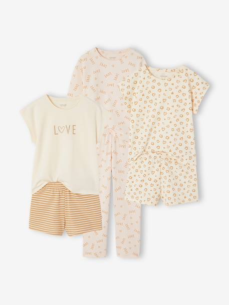 Pack of 3 leopard print pyjamas for girls ecru 