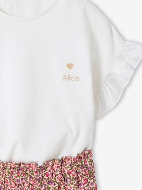Girl's T-shirt and wide-leg trouser set blush+ecru 