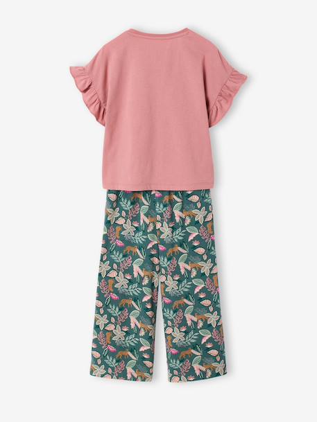 Girl's T-shirt and wide-leg trouser set blush+ecru 