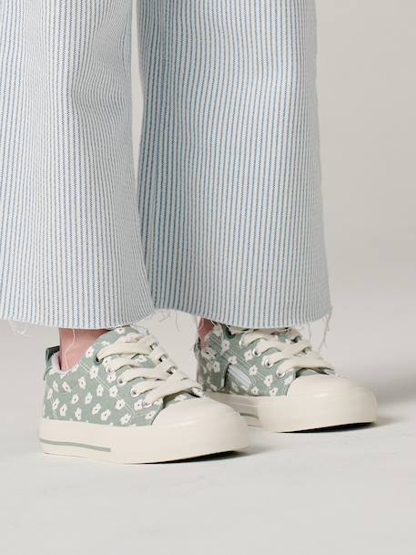 Trainers in Fancy Fabric, for Girls blush+printed green 