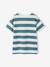 Boy's t-shirt with wide stripes and chest motif orange+striped green 