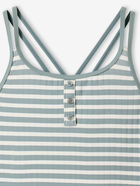 Striped one-piece swimsuit sage green 