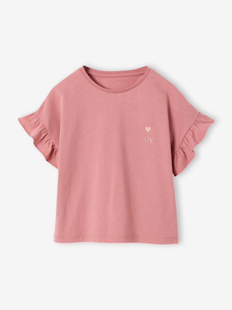 Girl's T-shirt and wide-leg trouser set blush+ecru 