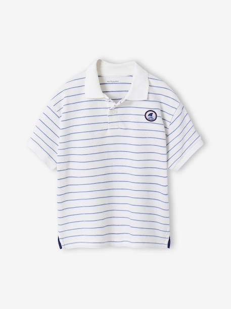 Striped short-sleeved polo shirt for boys ecru 