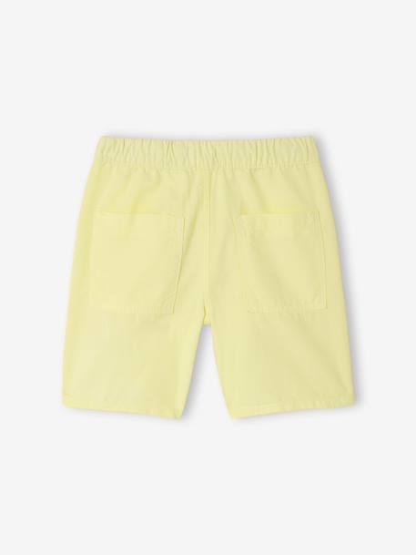 Elasticated bermuda shorts for boys denim blue+fir green+pastel yellow 
