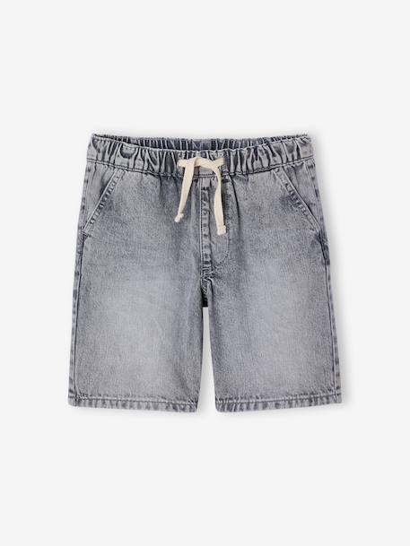 Easy-to-Slip-On Denim Bermuda Shorts for Boys denim grey+double stone+printed blue+stone+striped blue 