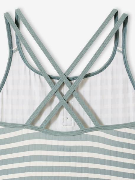 Striped one-piece swimsuit sage green 
