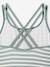Striped one-piece swimsuit sage green 