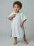 Baby Animals Bath Poncho, with Recycled Cotton printed white+striped blue 