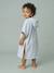 Baby Animals Bath Poncho, with Recycled Cotton printed white+striped blue 