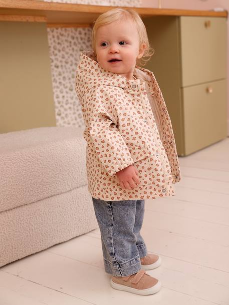 Leather baby trainers with hook and loop fasteners pale pink 