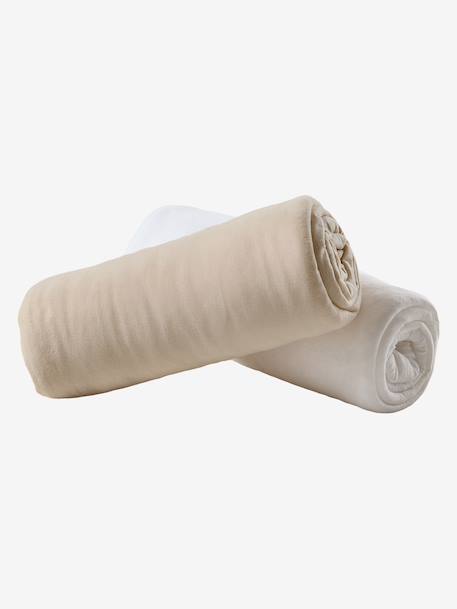 Baby Pack of 2 Fitted Sheets in Stretch Jersey Knit beige+Green+Grey+Light Pink+mustard+Mustard+sage green+white 