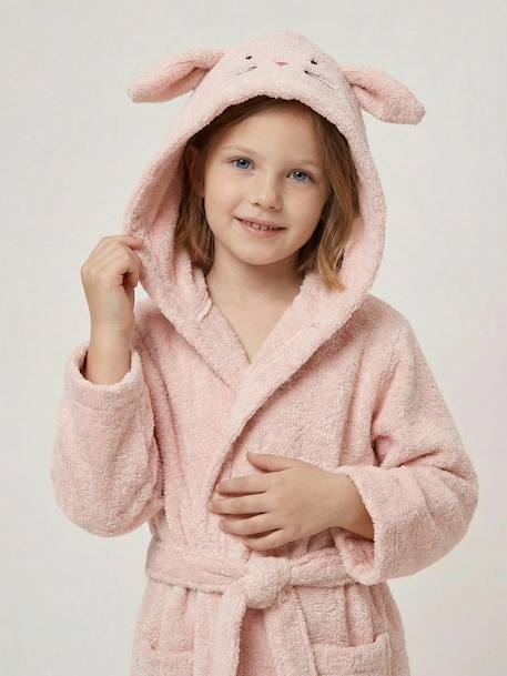 Rabbit Bathrobe in Recycled Cotton rosy 