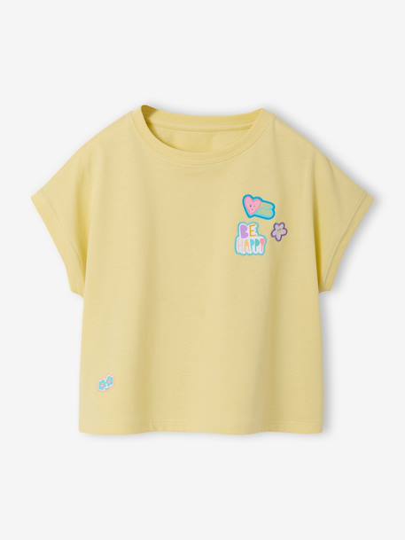 Girl's short-sleeved t-shirt pale yellow 