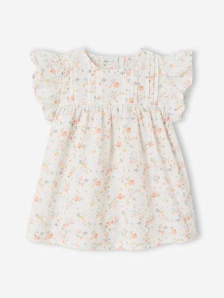 Baby girl's short-sleeved dress ecru 