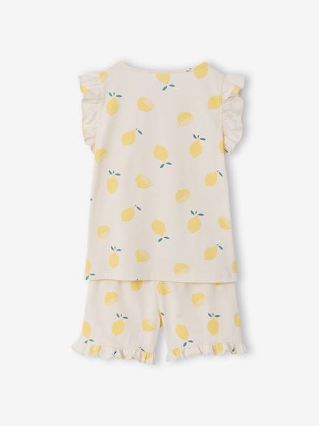 Pack of 2 short-sleeved pyjamas for girls pale yellow 