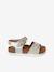 Leather buckle sandals gold+pale pink 