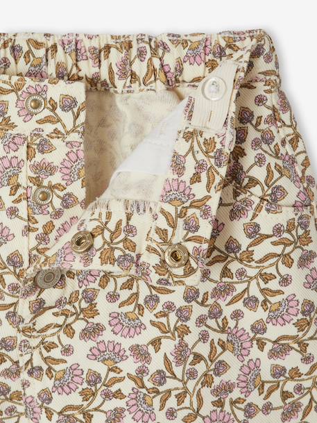 Girl's twill shorts ecru+sage green 