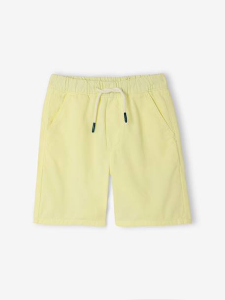Elasticated bermuda shorts for boys denim blue+fir green+pastel yellow 