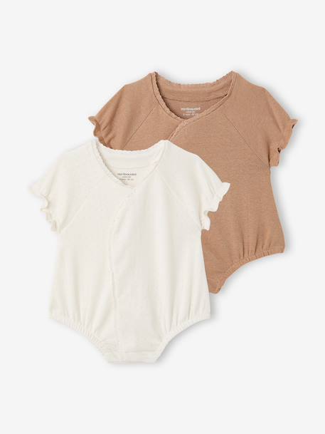 Pack of 2 baby girl playsuits ecru 