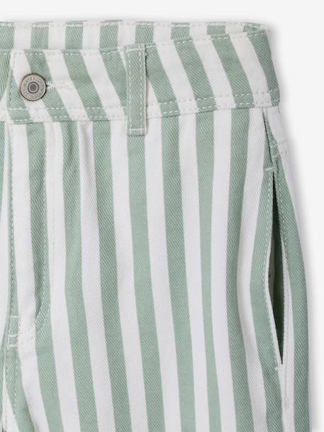 Girl's striped trousers sage green 