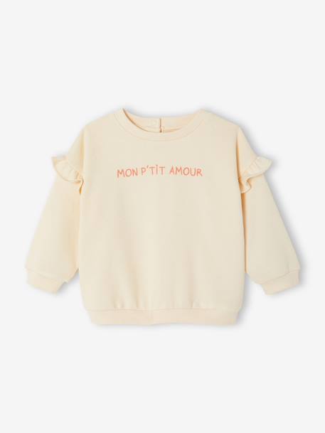 Customisable baby girl's sweatshirt pecan nut+vanilla 