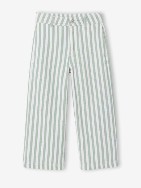 Girl's striped trousers sage green 