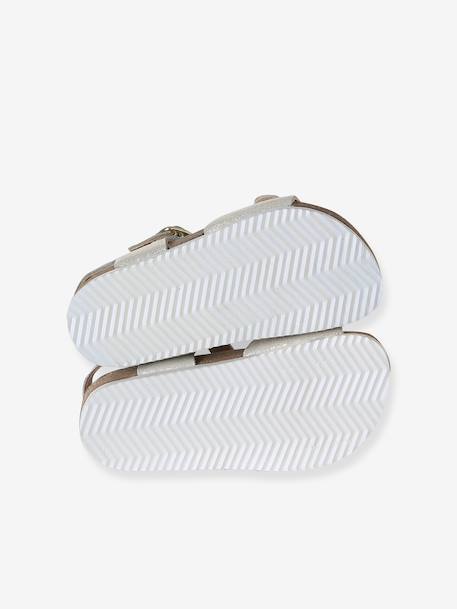 Leather buckle sandals gold+pale pink 
