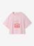 Cropped short-sleeved T-shirt for girls beige+ecru+rosy+striped violet 
