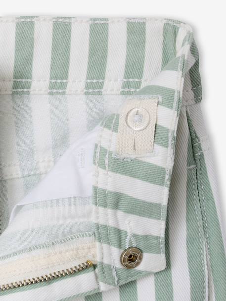 Girl's striped trousers sage green 