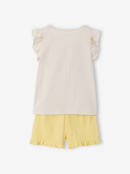 Pack of 2 short-sleeved pyjamas for girls pale yellow 