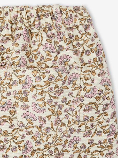 Girl's twill shorts ecru+sage green 